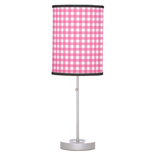 Pink Gingham Check Pattern  Table Lamp