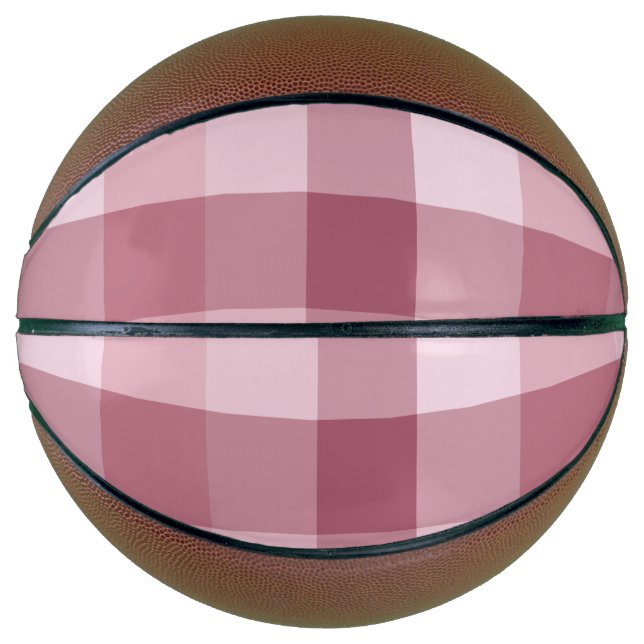 Pink Gingham Check Plaid Design Basketball (Front)