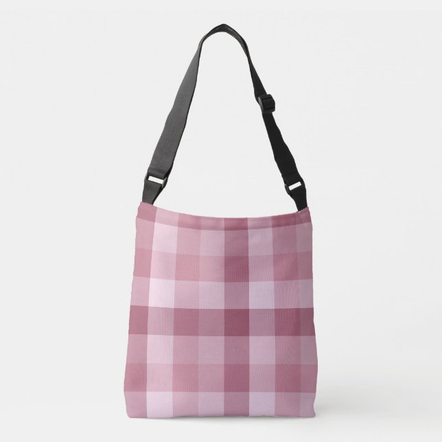Pink Gingham Check Plaid Design Crossbody Bag (Front)
