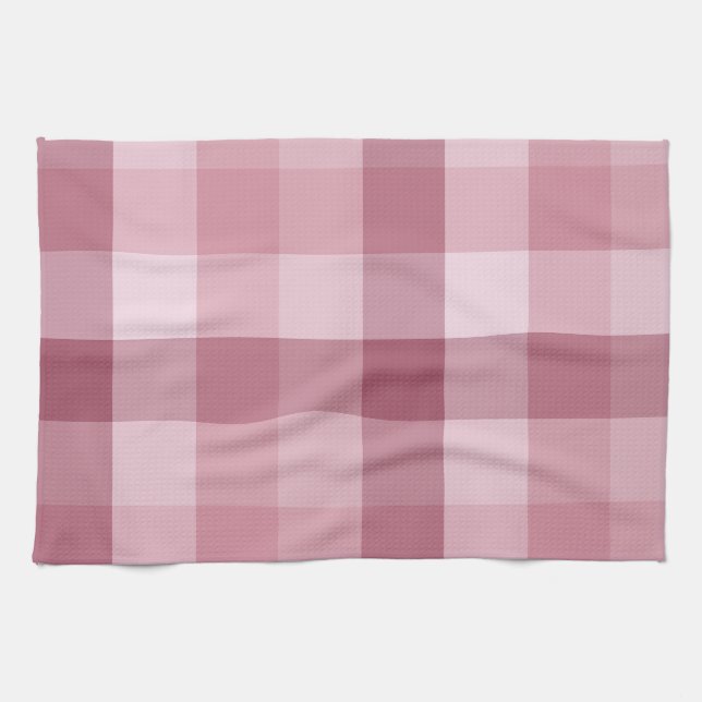 Pink Gingham Check Plaid Design Kitchen Towel (Horizontal)