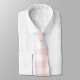 Pink Gingham Check Plaid  Neck Tie