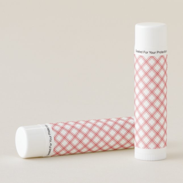 Pink Gingham Checker Pattern Classic Picnic Style Lip Balm (Front)
