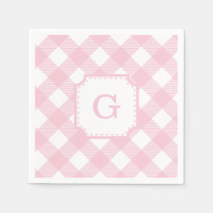 Pink Gingham Checkered Pattern Paper Napkin