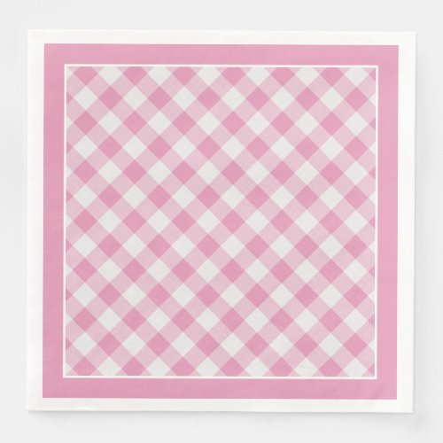 Pink Gingham Checks Pattern For All Occasions Paper Dinner Napkins
