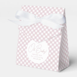 Pink gingham classic cute simple baby boy shower favor boxes