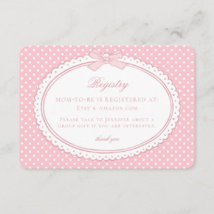 Pink Gingham Coquette Bow Baby Registry Enclosure Card