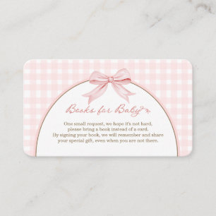 Pink Gingham Coquette Bow Books for Baby   Enclosure Card