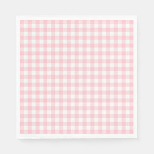 Pink Gingham Coquette Bow Party Dessert Napkins