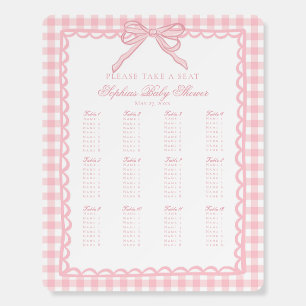 Pink Gingham Coquette Bow Seating Chart Foam Board