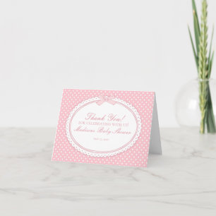 Pink Gingham Coquette Bow Thank You Card 