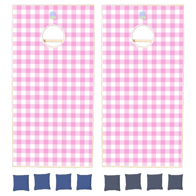 pink gingham cornhole set (Set)