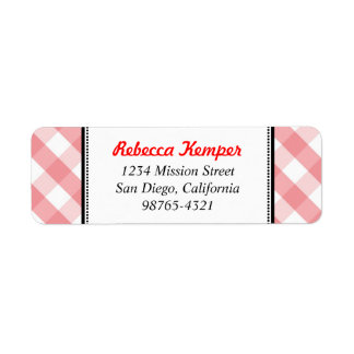 Pink gingham country rustic charm return address label