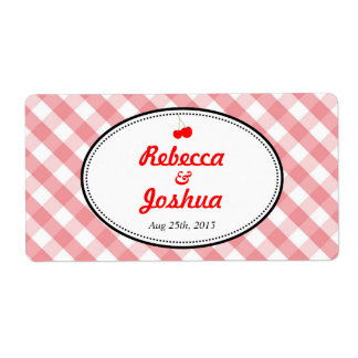 Pink gingham country rustic wedding favor tag