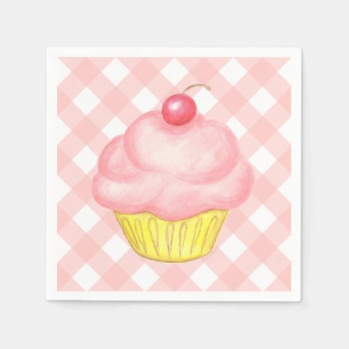 Pink Gingham Cupcake Napkins