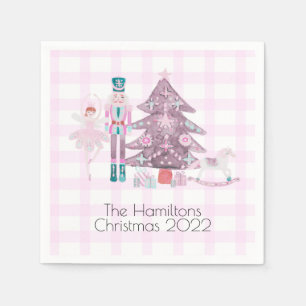 Pink Gingham Custom Nutcracker Napkins
