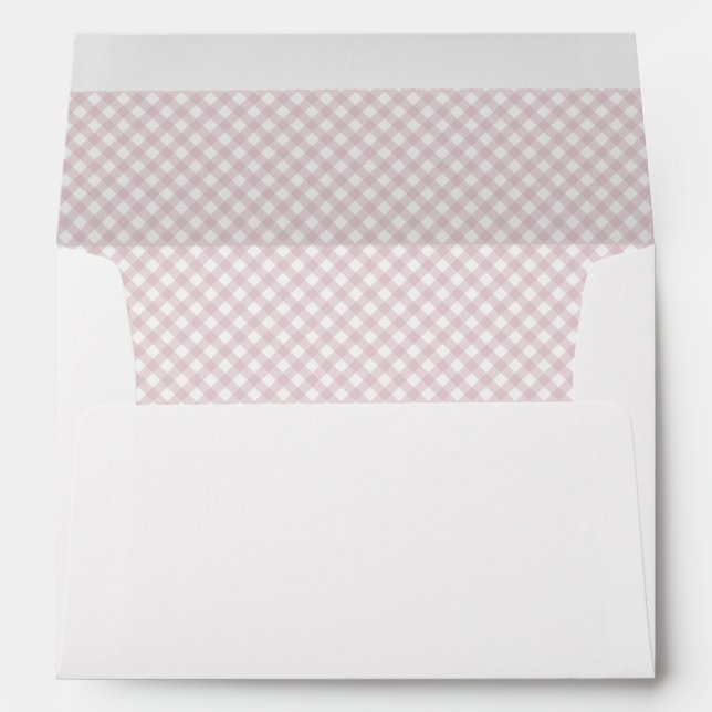 Pink gingham cute classic baby shower personalized envelope (Back (Bottom))