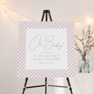Pink gingham cute simple baby girl shower foam board