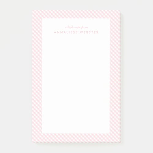 Pink gingham cute sweet personalized post_it notes