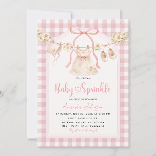 Pink Gingham Daisy Clothesline Baby Sprinkle 