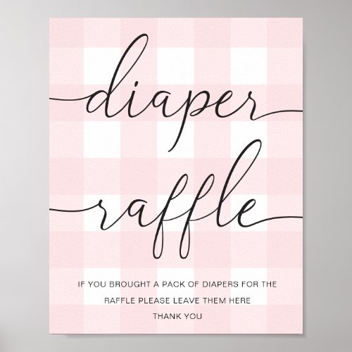 Pink Gingham Diaper Raffle Poster