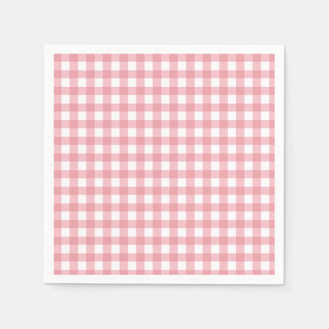 Pink gingham farm birthday napkins (Front)