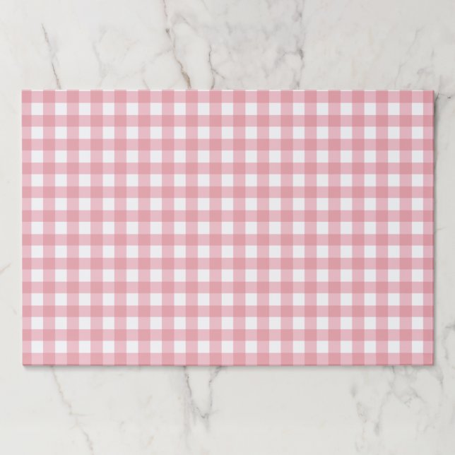 Pink gingham farm birthday paper placemats (Front)