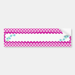 Pink Gingham & Flowers Background Bumper Sticker