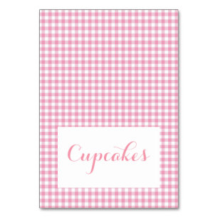 Pink gingham Food Tent Cards