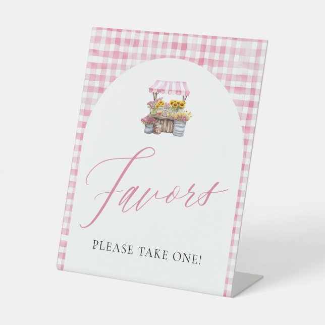 Pink Gingham Fresh Off The Market Favors Sign (Front)