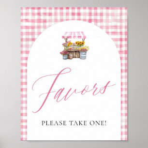 Pink Gingham Fresh Off The Market Favors Sign