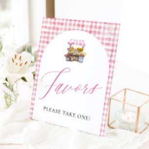 Pink Gingham Fresh Off The Market Favors Sign