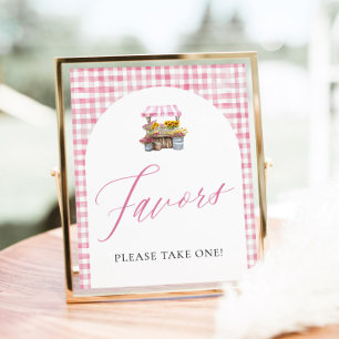 Pink Gingham Fresh Off The Market Favors Sign