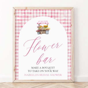 Pink Gingham Fresh Off The Market Flower Bar Sign