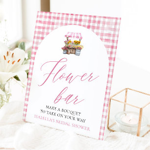 Pink Gingham Fresh Off The Market Flower Bar Sign