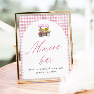 Pink Gingham Fresh Off The Market Mimosa Sign
