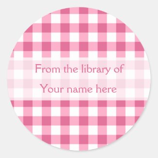 Pink Gingham From The Library of Bookplates