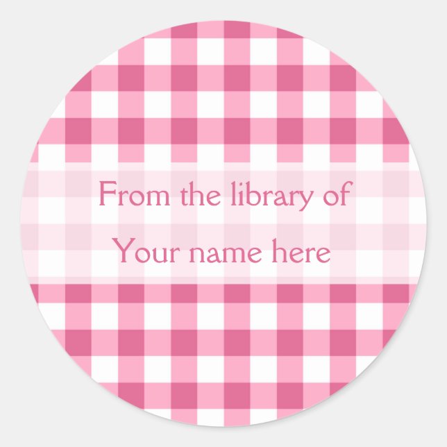 Pink Gingham From The Library of Bookplates (Front)