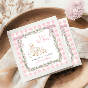 Pink Gingham Garland Silly Goose Baby Shower Napkins