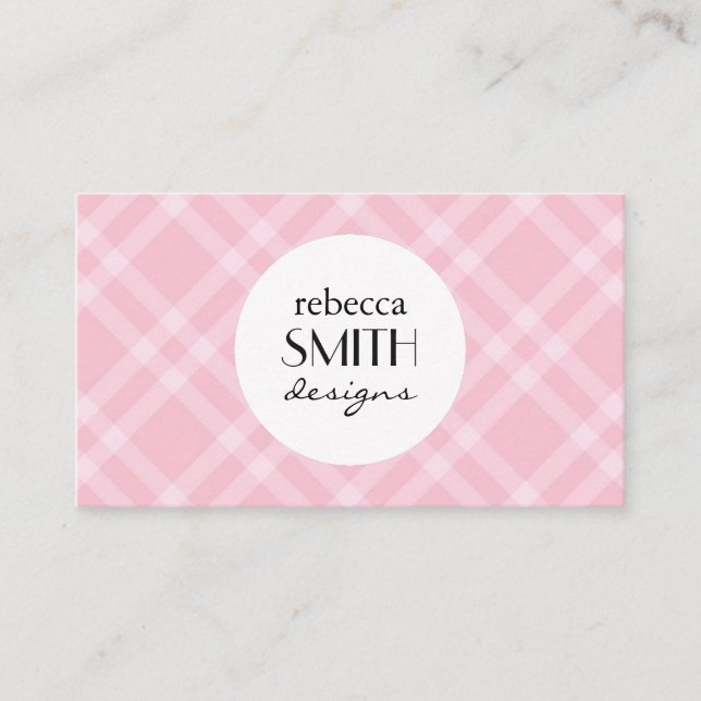 Pink Gingham, Gingham Pattern, Geometric Pattern Business Card (Front)