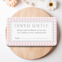 Pink Gingham Girl Baby Shower Diaper Raffle