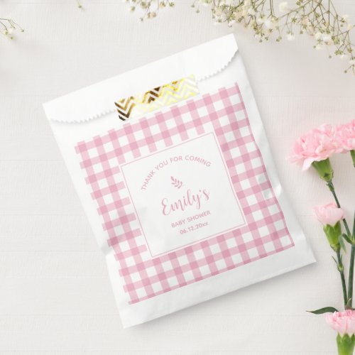 Pink Gingham Girl Baby Shower Thank You For Coming Favor Bag