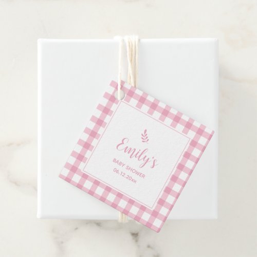 Pink Gingham Girl Baby Shower Thank You For Coming Favor Tags