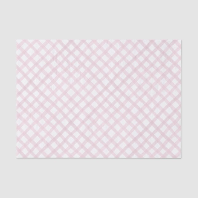 Pink Gingham Girl Baby Shower Tissue Paper (Front)