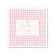Pink Gingham Girl Baptism Minimalist Elegant Touch