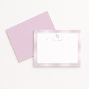 Pink Gingham  Girl  Nursery Note Card