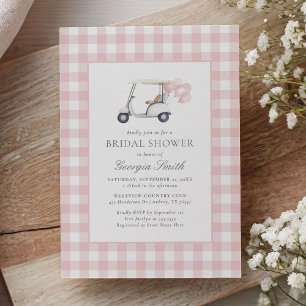 Pink Gingham Golf Bridal Shower Invitation