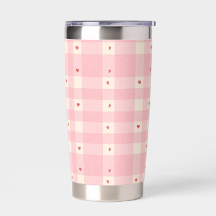 Pink Gingham Hearts Valentine  Insulated Tumbler