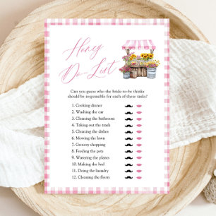 Pink Gingham Honey Do List Bridal Shower Game Invitation
