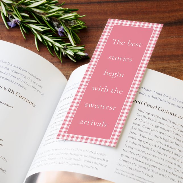 Pink Gingham inspirational Quote Baby Shower Favor Bookmarks (Book)