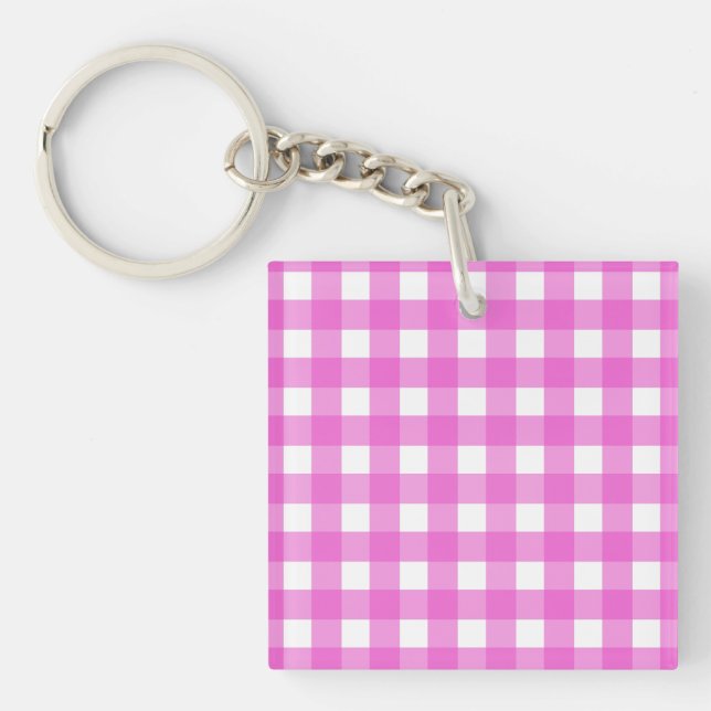 Pink gingham keychain (Front)